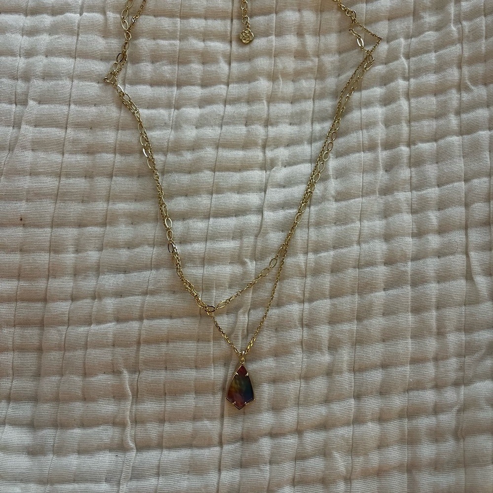 Kendra Scott Rainbow Watercolor Necklace in gold
